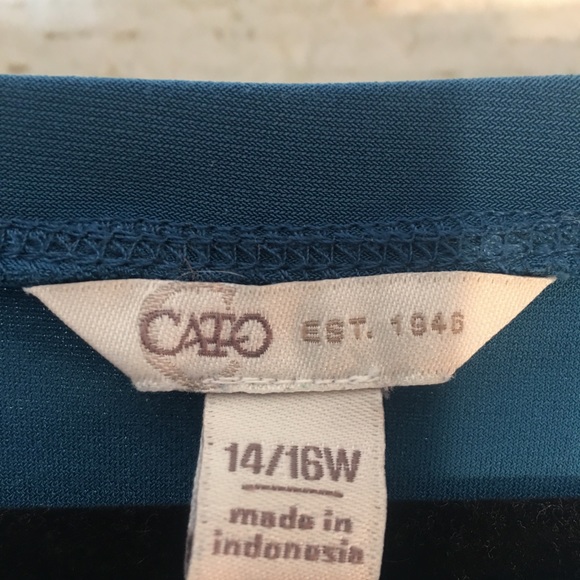 CATO ASYMMETRICAL HEM TEAL TOP - Picture 3 of 5